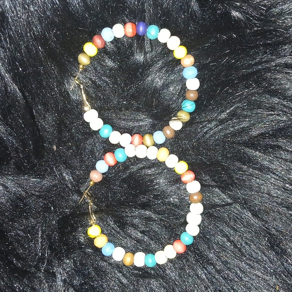 Wooden Beaded Earrings Minimalist Earrings Fashion Earrings Statement Earrings